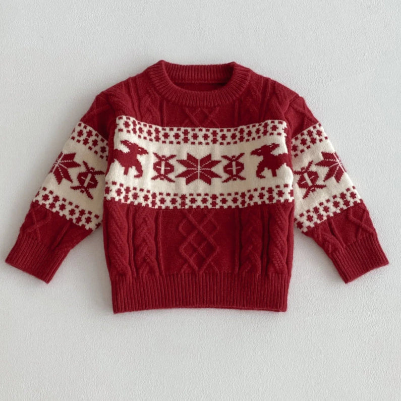 ONEAKIDS Baby & Toddler Outfits RED / 12-18M Unisex Knitted Fair Isle Sweater