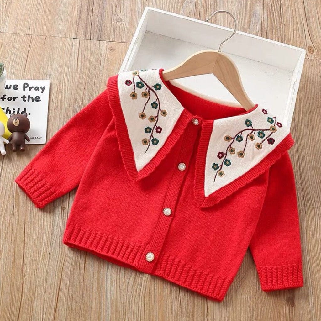 ONEAKIDS Baby & Toddler Outfits RED / 2T Floral Knitted Cardigan