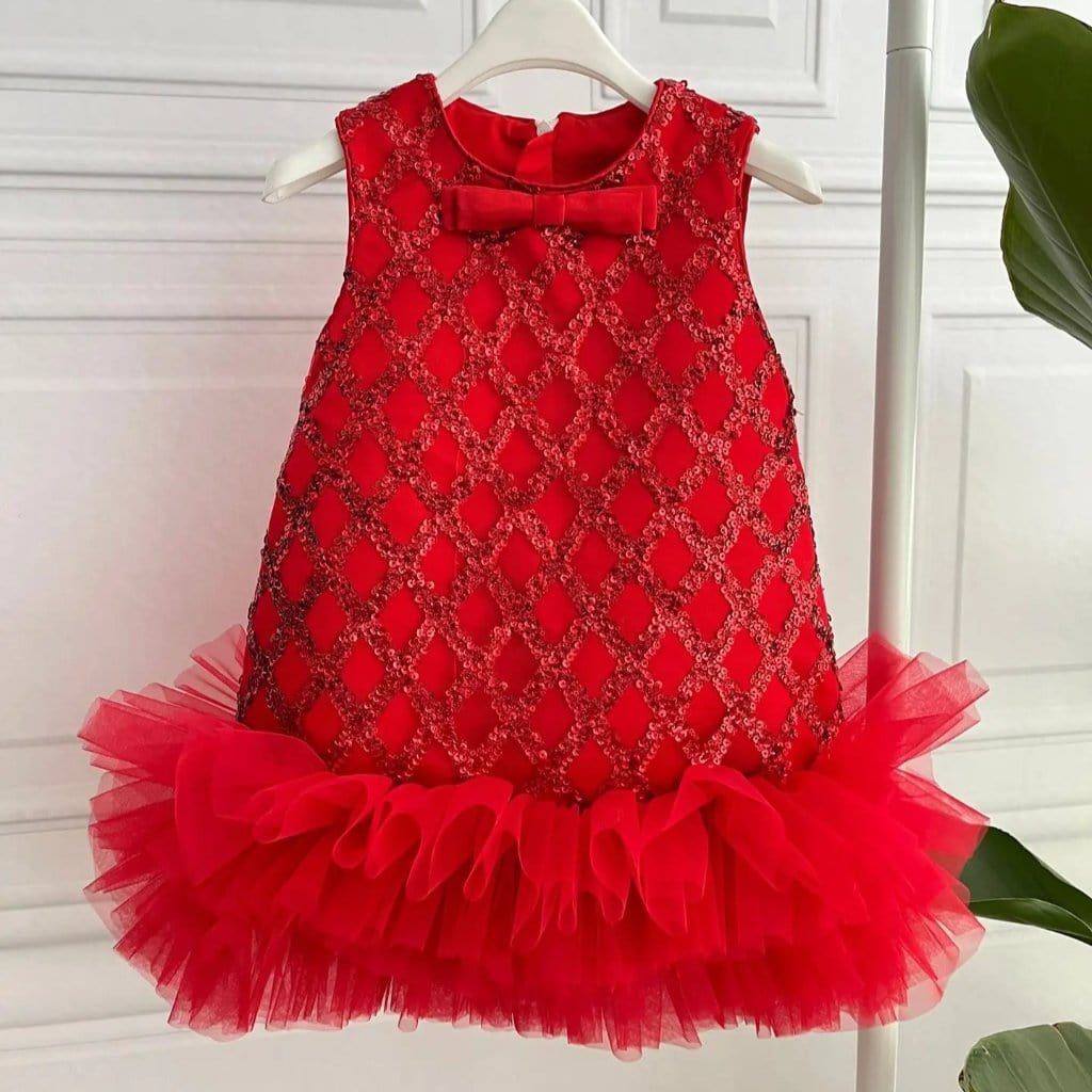 ONEAKIDS Baby & Toddler Outfits RED / 2T Red Festive Sequin Little Girls' Dress
