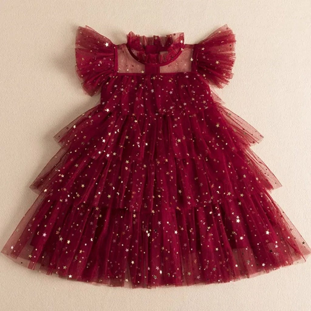 ONEAKIDS Baby & Toddler Outfits RED / 3T Tulle Girls' Festive Dress with Stars