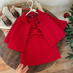 ONEAKIDS Baby & Toddler Outfits Red Little Girls' Holiday Dress & Poncho Set
