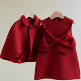 ONEAKIDS Baby & Toddler Outfits Red Little Girls' Holiday Dress & Poncho Set