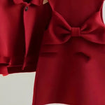 ONEAKIDS Baby & Toddler Outfits Red Little Girls' Holiday Dress & Poncho Set