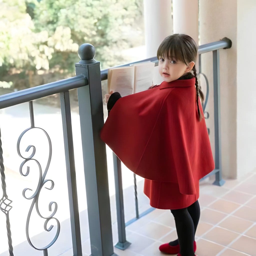 ONEAKIDS Baby & Toddler Outfits Red Little Girls' Holiday Dress & Poncho Set