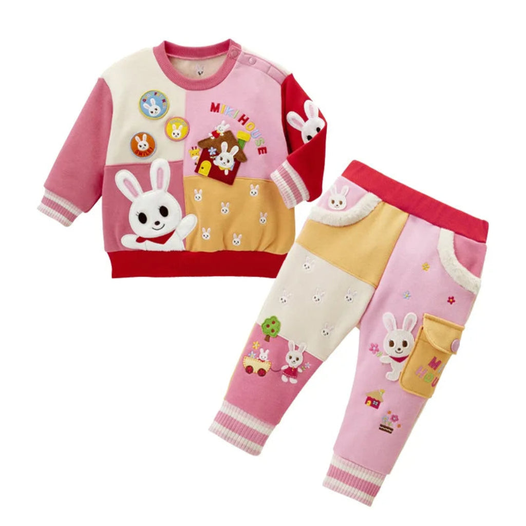 ONEAKIDS Baby & Toddler Outfits SET (BOTH) / 12-18M Bunny Miki House Little Girls' Sweatshirt and Sweatpants Set