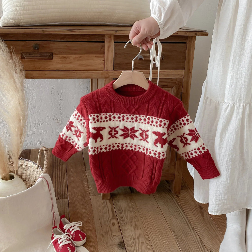 ONEAKIDS Baby & Toddler Outfits Unisex Knitted Fair Isle Sweater
