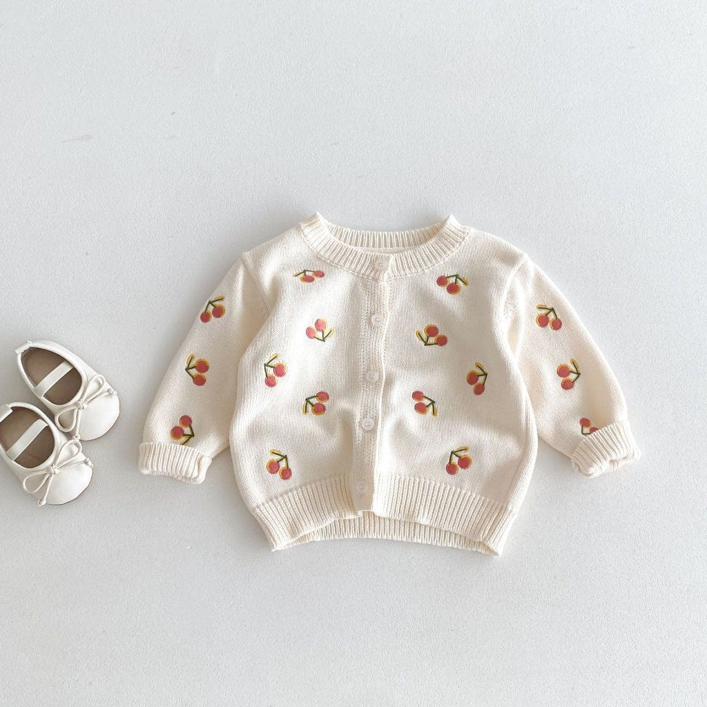 ONEAKIDS Baby & Toddler Outfits WHITE / 0-3M Cherry Button Down Little Girls' Cardigan