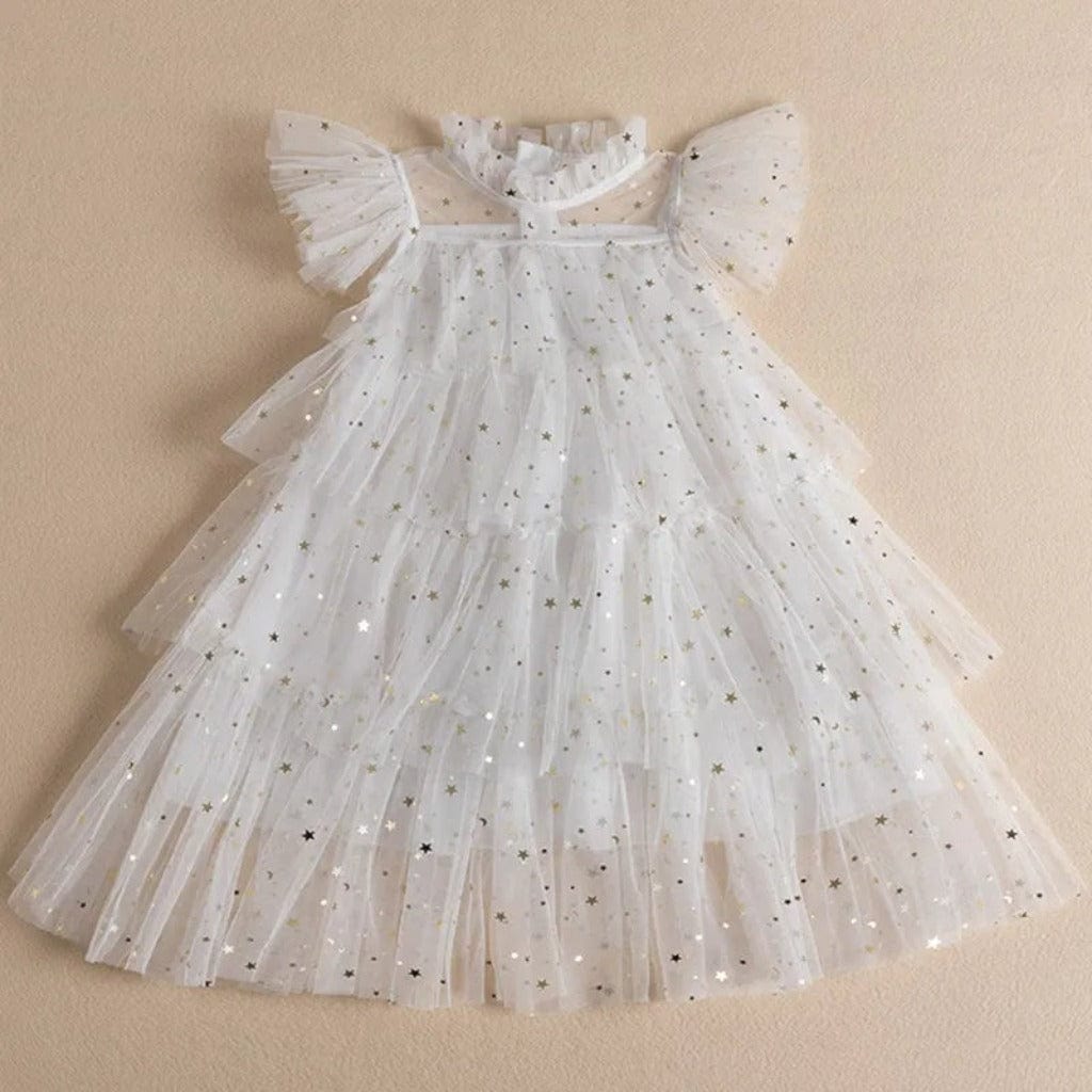 ONEAKIDS Baby & Toddler Outfits WHITE / 3T Tulle Girls' Festive Dress with Stars