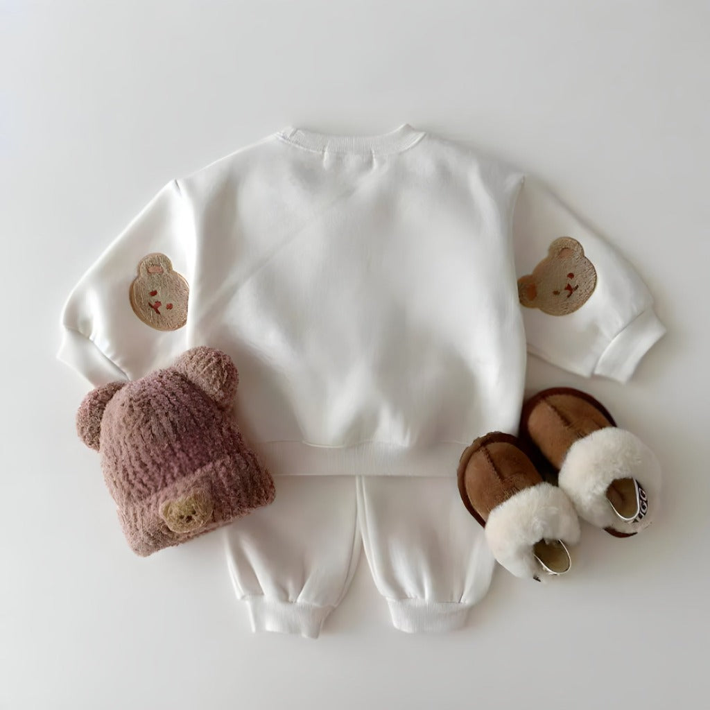 ONEAKIDS Baby & Toddler Outfits WHITE / 9-12M Bear Sleeves Unisex Sweatshirt and Sweatpants Set