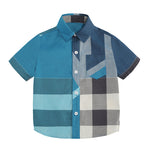 ONEAKIDS Baby & Toddler Tops BLUE / 3T Boys' Short Sleeve Classic Plaid Shirt