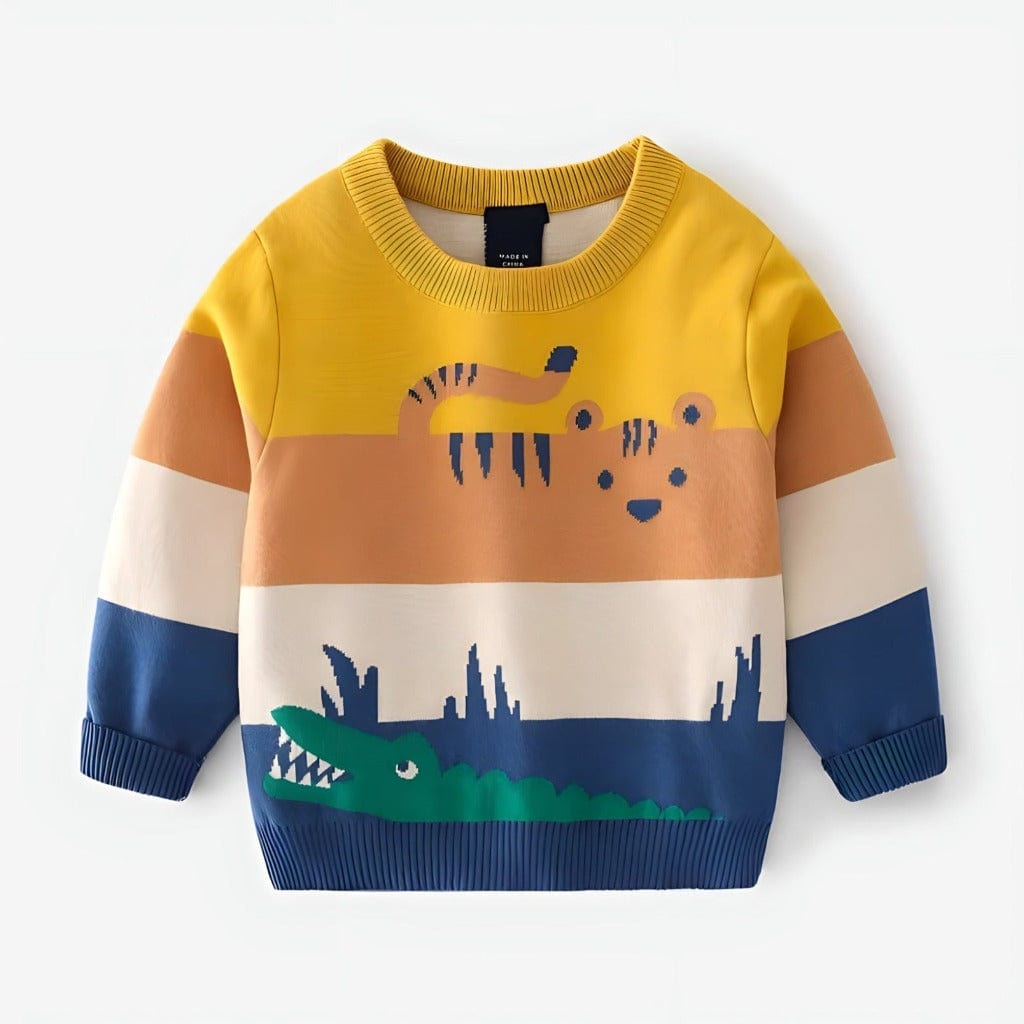 ONEAKIDS Baby & Toddler Tops YELLOW / 2T Animal Knit Boys' Sweater