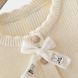 Bunny Tail Knit Girls Button Up Vest