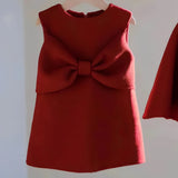 Red Little Girls' Holiday Dress & Poncho Set