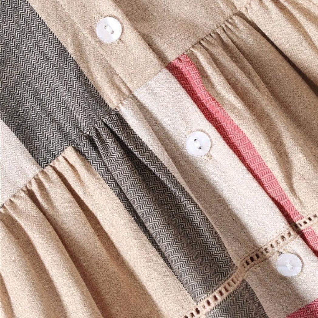 Beige Plaid Vintage Style Little Girls' Dress, 8 | ONEAKIDS Beige Plaid Vintage Style Little Girls' Dress, 8 | ONEAKIDS